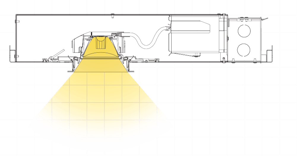 Technical diagram showing Ketra’s advanced lighting optics